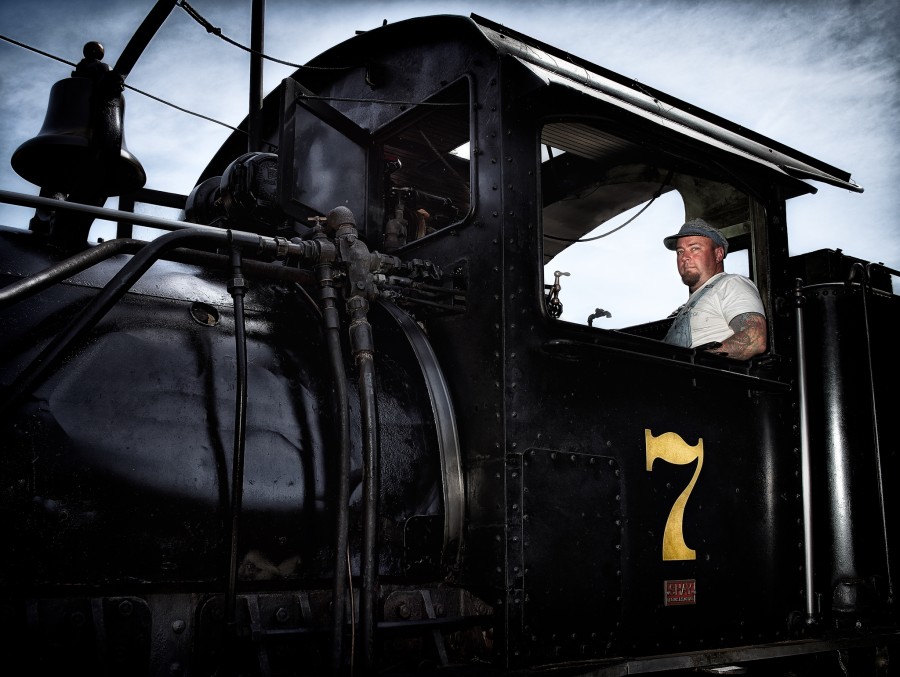 Shay Locomotive and Engineer by Peter Adams. All rights reserved.