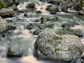 Rocks In Stream by Peter Adams.