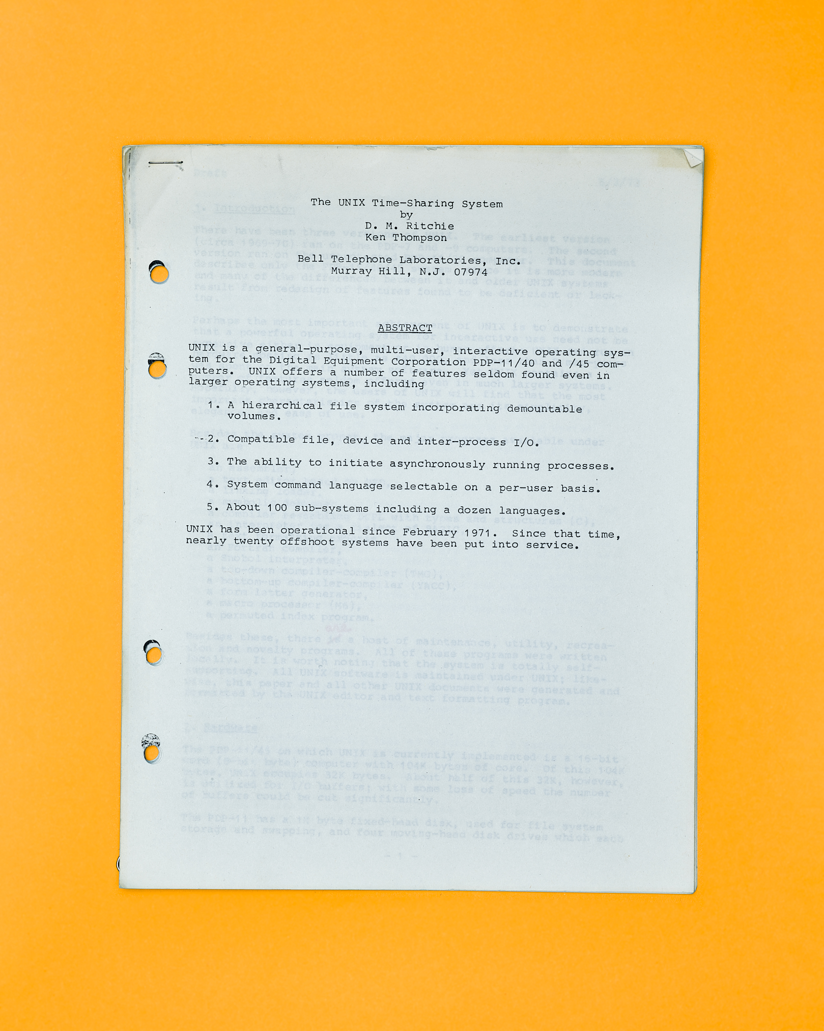 UNIX Time sharing Paper