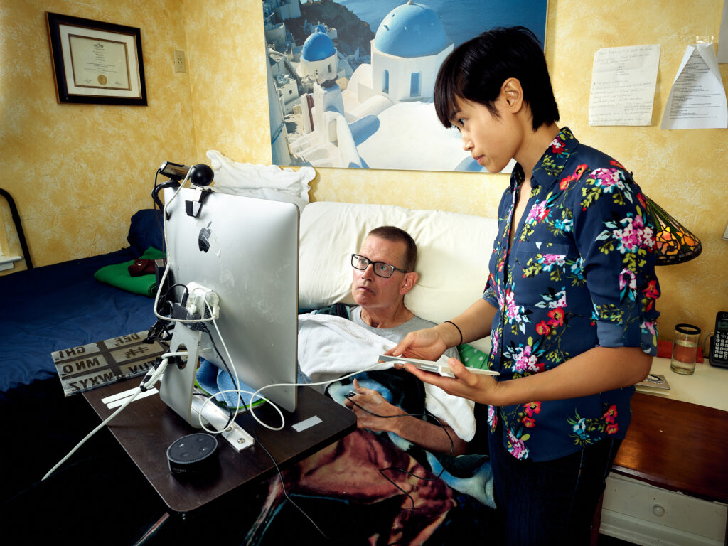 Vy Nguyen and Henry Evans. Stretch RE1, caregiver, disability, research, robot, robotics.