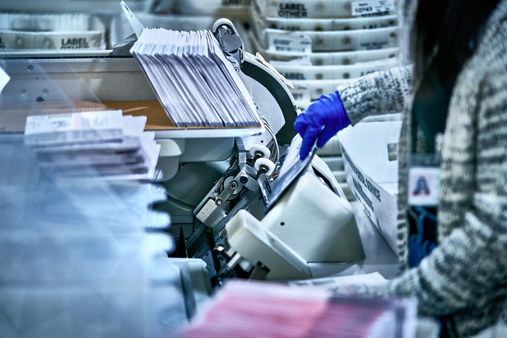 Vote By Mail Ballot Extraction. 2020 Presidential Election, absentee ballots, ballots, coronavirus pandemic, election, election security, mail ballots, politics, vote by mail, voting.