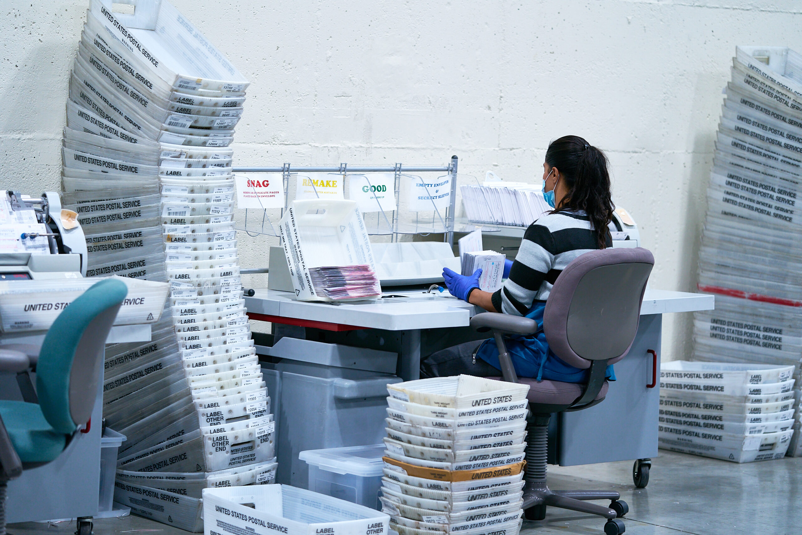 Vote By Mail Ballot Extraction. 2020 Presidential Election, absentee ballots, ballots, coronavirus pandemic, election, election security, mail ballots, politics, vote by mail, voting.